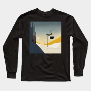 Retro Mountain Ski Gondola illustration Long Sleeve T-Shirt